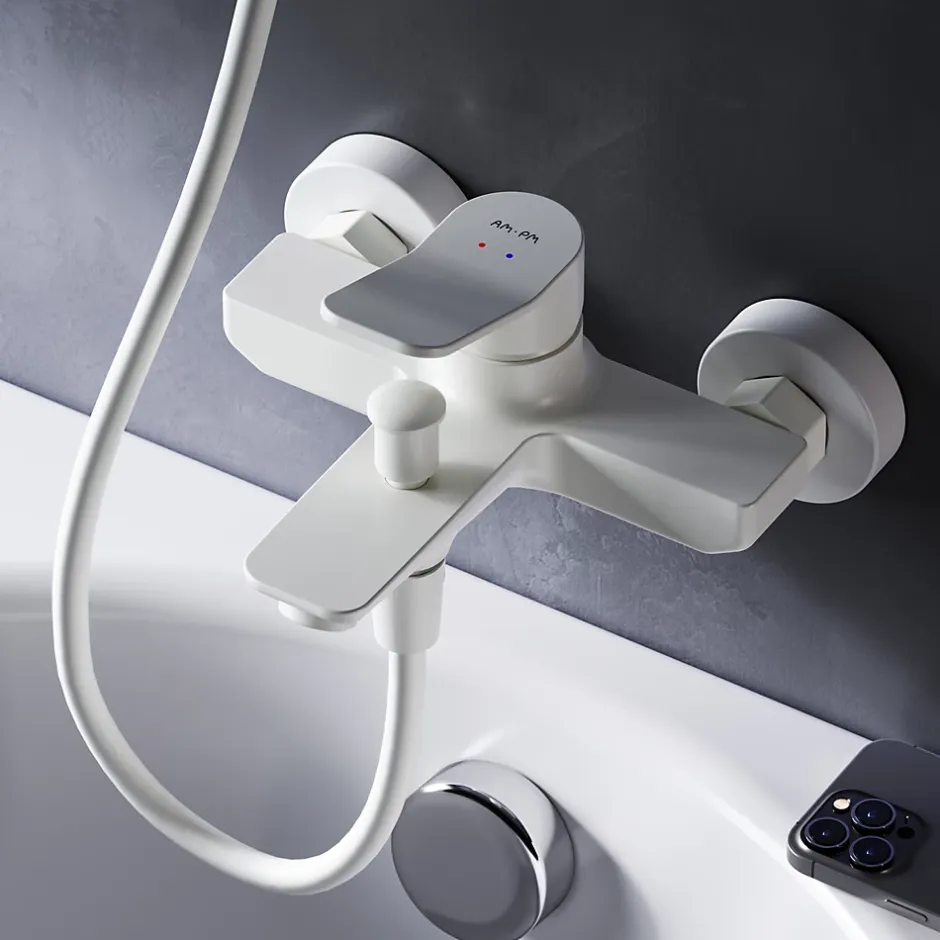 Am.Pm Europe Mitigeur de baignoire mécanique Robinet de baignoire, mitigeur salle de bain Blanc taille M, FXA10033 X-Joy AM.PM* Robinet De Baignoire