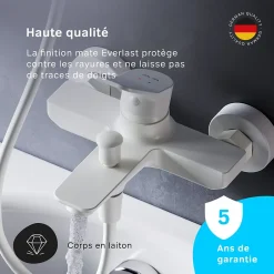 Am.Pm Europe Mitigeur de baignoire mécanique Robinet de baignoire, mitigeur salle de bain Blanc taille M, FXA10033 X-Joy AM.PM* Robinet De Baignoire