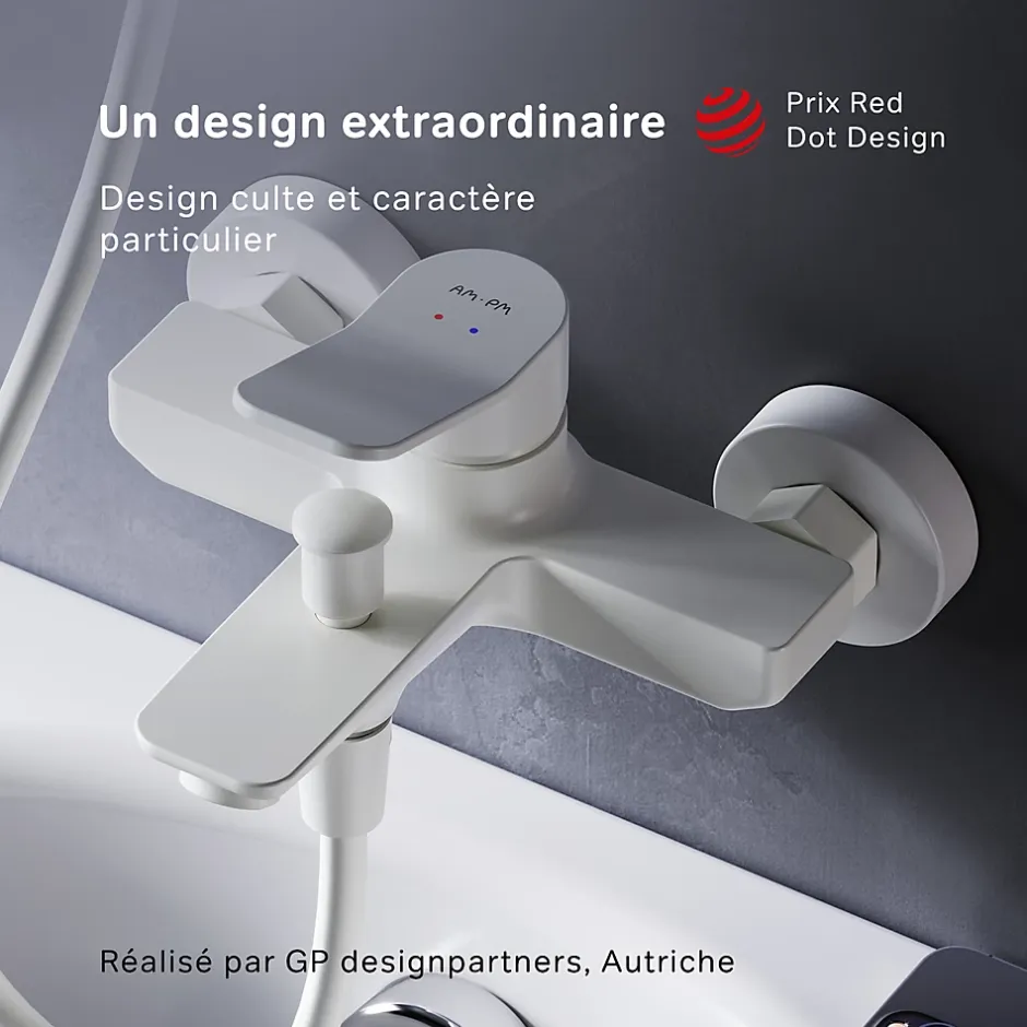 Am.Pm Europe Mitigeur de baignoire mécanique Robinet de baignoire, mitigeur salle de bain Blanc taille M, FXA10033 X-Joy AM.PM* Robinet De Baignoire