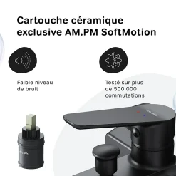 Am.Pm Europe Mitigeur de baignoire mécanique Robinet de baignoire, mitigeur salle de bain, Noir, FTA10022 Hit AM.PM