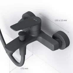 Am.Pm Europe Mitigeur de baignoire mécanique Robinet de baignoire, mitigeur salle de bain, Noir, FTA10022 Hit AM.PM