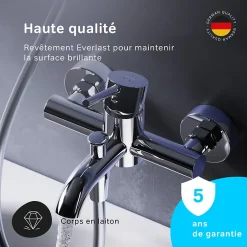 Am.Pm Europe Mitigeur de baignoire mécanique Robinet de baignoire, mitigeur salle de bain, Chromé, FPA10000 Spike AM.PM
