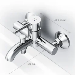 Am.Pm Europe Mitigeur de baignoire mécanique Robinet de baignoire, mitigeur salle de bain, Chromé, FPA10000 Spike AM.PM