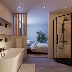 GoodHome Mitigeur de baignoire noir avec douchette Cavally