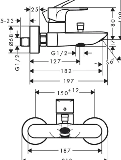 Mitigeur de baignoire Rebris E Noir mat