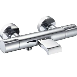 Essebagno Mitigeur de baignoire thermostatique mural avec bec cascade, chrome, Carra