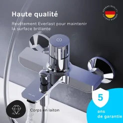 Am.Pm Europe Mitigeur de baignoire TouchReel, Robinet de baignoire, mitigeur salle de bain, Chromé, FXT10500 X-Joy AM.PM* Robinet De Baignoire