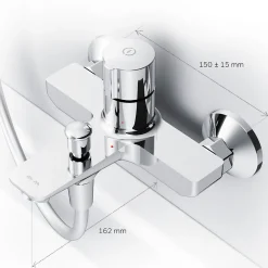 Am.Pm Europe Mitigeur de baignoire TouchReel, Robinet de baignoire, mitigeur salle de bain, Chromé, FXT10500 X-Joy AM.PM* Robinet De Baignoire