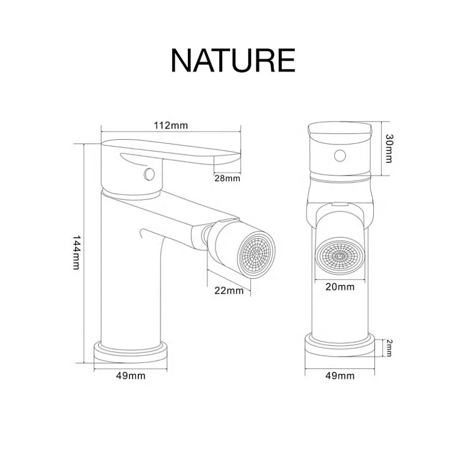 Poalgi Mitigeur de bidet SKY BATH chromé série NATURE