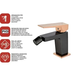 Poalgi Mitigeur de bidet SKY BATH noir cristal et or rose PVD série INFINITE* Robinet De Bidet
