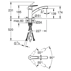 Grohe Mitigeur de cuisine avec douchette noir Start* Evier Et Robinet De Buanderie