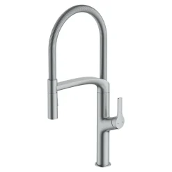 GoodHome Mitigeur de cuisine avec douchette effet inox Arbane