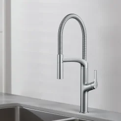 GoodHome Mitigeur de cuisine avec douchette effet inox Arbane