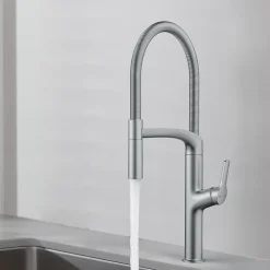 GoodHome Mitigeur de cuisine avec douchette effet inox Arbane