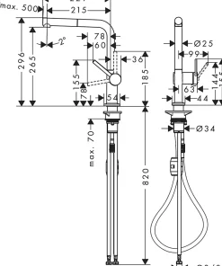 Hansgrohe Mitigeur de cuisine avec douchette noir mat Talis M 54 bec droit