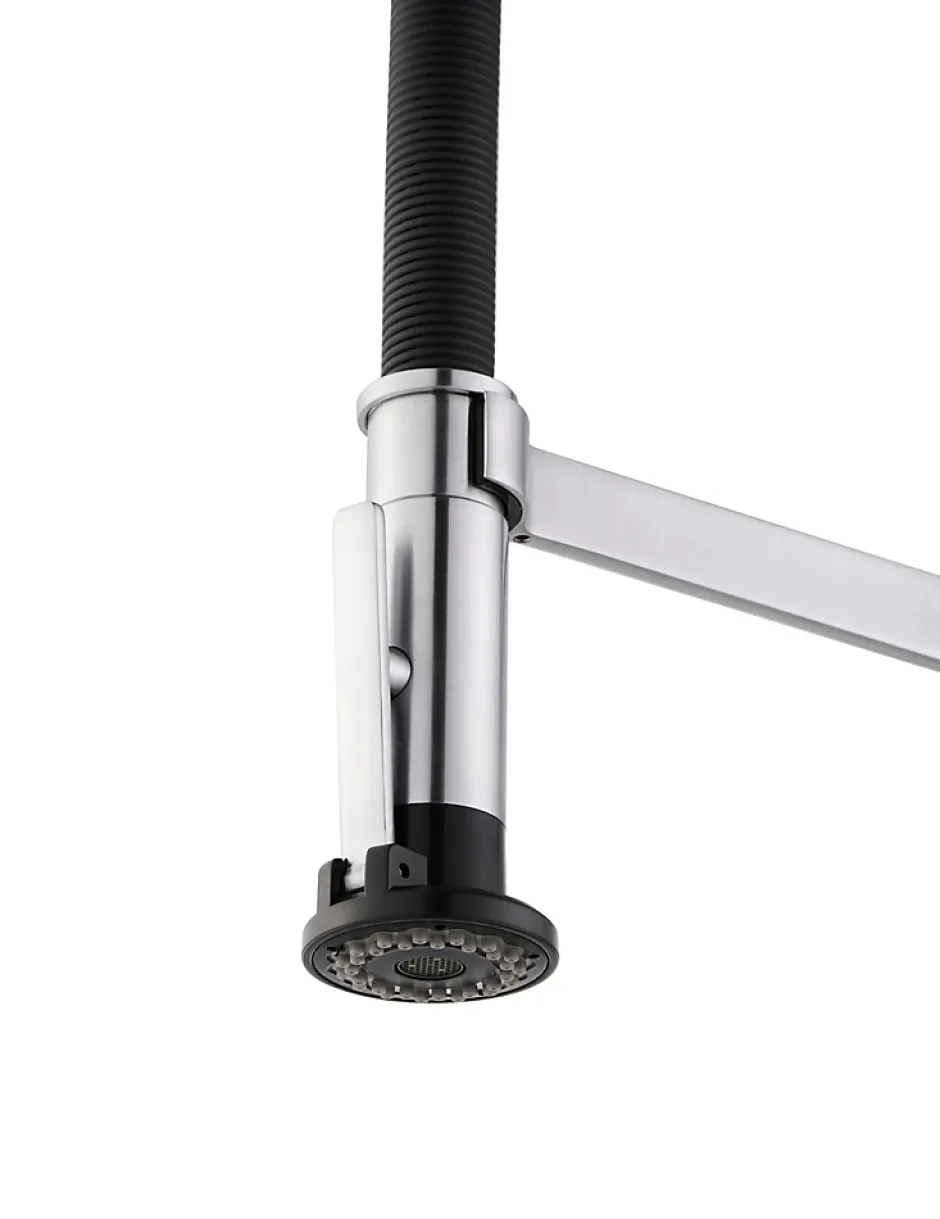 GoodHome Mitigeur de cuisine avec douchette argent et noir Kamut* Evier Et Robinet De Buanderie
