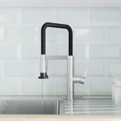GoodHome Mitigeur de cuisine avec douchette argent et noir Kamut* Evier Et Robinet De Buanderie