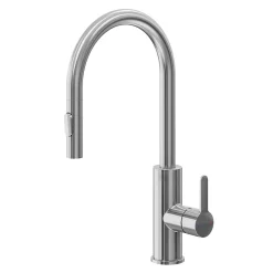 GoodHome Mitigeur de cuisine avec douchette effet inox brossé Zanthe