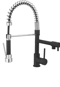 Cooke & Lewis Mitigeur de cuisine avec douchette noir et chrome H.48 cm, Bilbrough