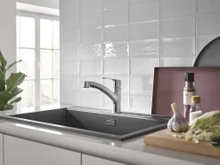 Grohe Mitigeur de cuisine bec bas avec douchette Start nickel* Evier Et Robinet De Buanderie
