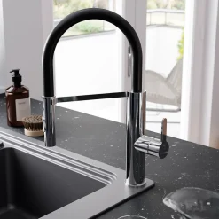 GoodHome Mitigeur de cuisine chromé avec douchette Zatar* Evier Et Robinet De Buanderie