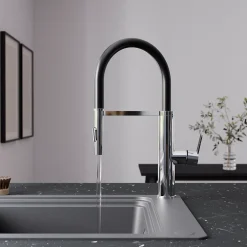 GoodHome Mitigeur de cuisine chromé avec douchette Zatar* Evier Et Robinet De Buanderie