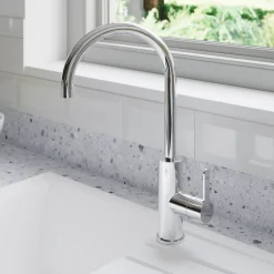 GoodHome Mitigeur de cuisine chromé Zanthe* Evier Et Robinet De Buanderie