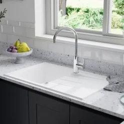GoodHome Mitigeur de cuisine chromé Zanthe* Evier Et Robinet De Buanderie
