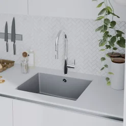 GoodHome Mitigeur de cuisine chromé avec douchette Zanthe* Evier Et Robinet De Buanderie