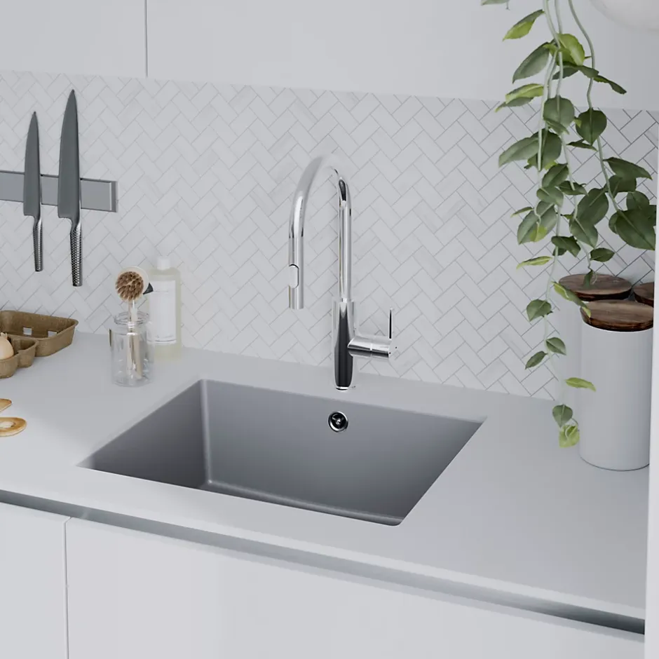 GoodHome Mitigeur de cuisine chromé avec douchette Zanthe* Evier Et Robinet De Buanderie