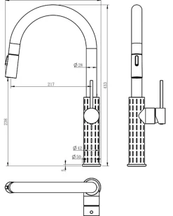 Essebagno Mitigeur de cuisine cuivré avec douchette Architek* Evier Et Robinet De Buanderie