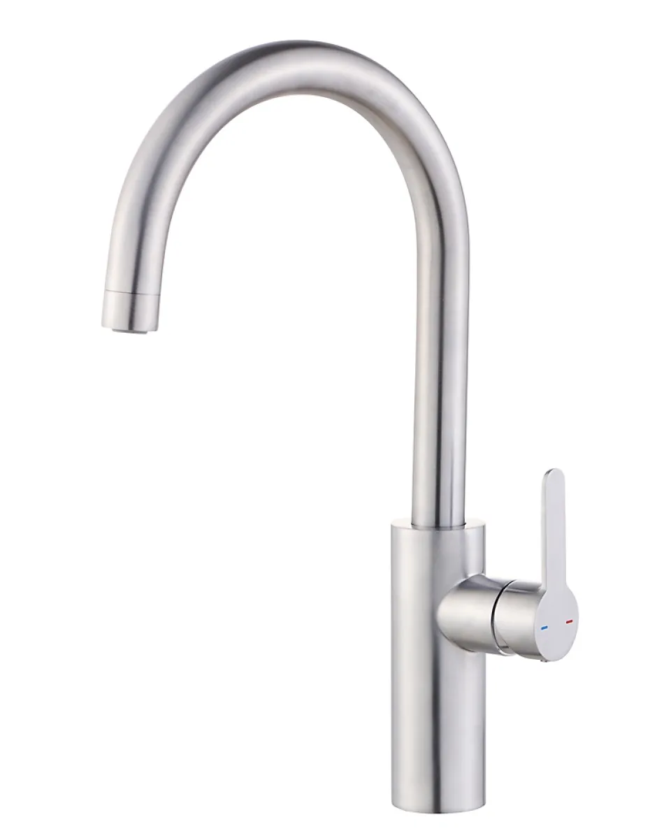 GoodHome Mitigeur de cuisine effet inox brossé Zanthe* Evier Et Robinet De Buanderie