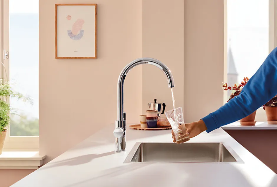 Grohe Mitigeur de cuisine filtrant chromé Blue Pure Curve brillant* Evier Et Robinet De Buanderie