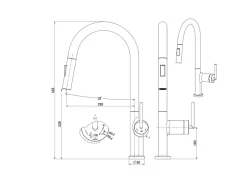 Essebagno Mitigeur de cuisine gun métal avec douchette Iconic* Evier Et Robinet De Buanderie