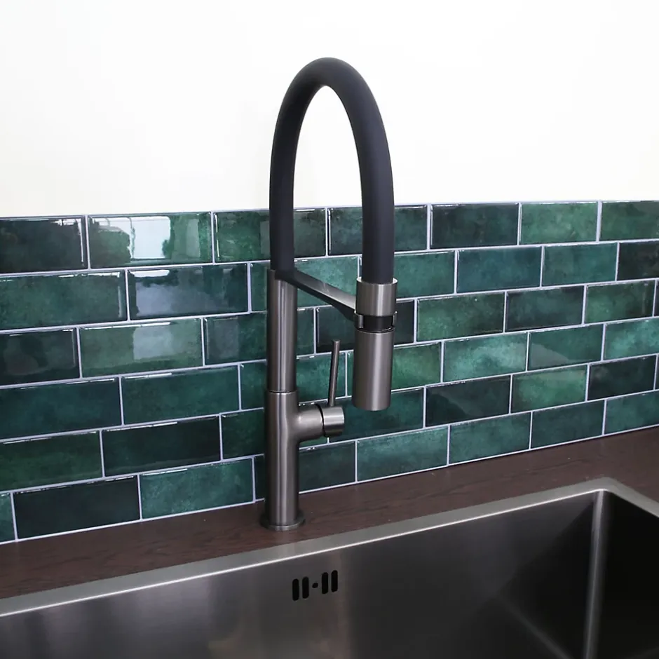 Essebagno Mitigeur de cuisine gun métal avec douchette Magnet
