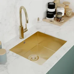GoodHome Mitigeur de cuisine laiton doré brossé Zanthe