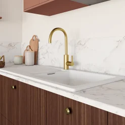 GoodHome Mitigeur de cuisine laiton doré brossé Zanthe