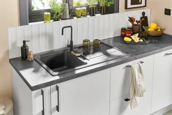 GoodHome Mitigeur de cuisine noir Argania* Evier Et Robinet De Buanderie