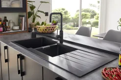 GoodHome Mitigeur de cuisine noir Argania* Evier Et Robinet De Buanderie