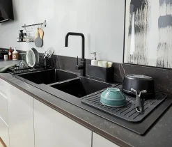 GoodHome Mitigeur de cuisine noir Argania* Evier Et Robinet De Buanderie