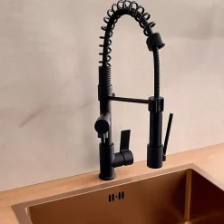 Essebagno Mitigeur de cuisine noir mat avec douchette, Big Hotto* Evier Et Robinet De Buanderie