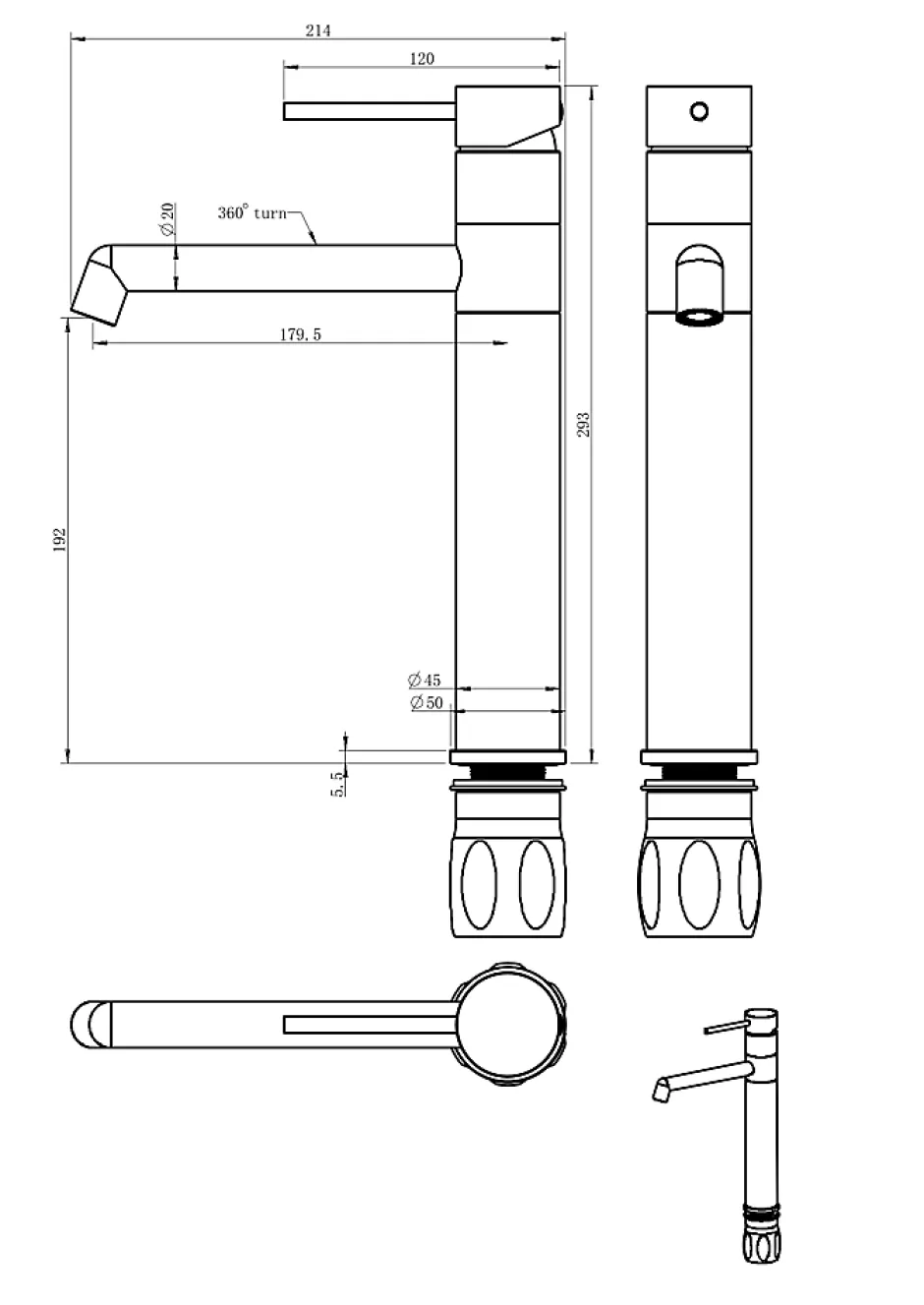 Essebagno Mitigeur de cuisine noir Lollipop* Evier Et Robinet De Buanderie