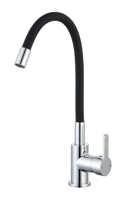 Essebagno Mitigeur de cuisine noir mat et effet chromé mémoire de forme Memory