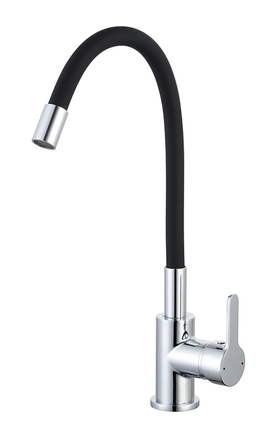 Essebagno Mitigeur de cuisine noir mat et effet chromé mémoire de forme Memory