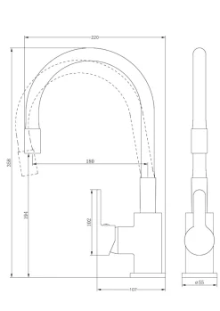 Essebagno Mitigeur de cuisine noir mat mémoire de forme Memory* Evier Et Robinet De Buanderie