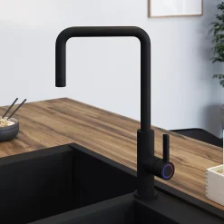 GoodHome Mitigeur de cuisine noir mat Kamut* Evier Et Robinet De Buanderie