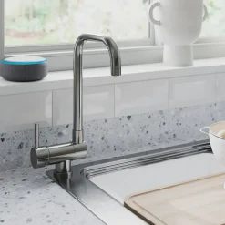 GoodHome Mitigeur de cuisine rabattable nickel brossé Deltana