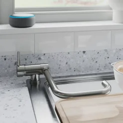 GoodHome Mitigeur de cuisine rabattable nickel brossé Deltana