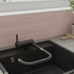GoodHome Mitigeur de cuisine rabattable noir mat Deltana
