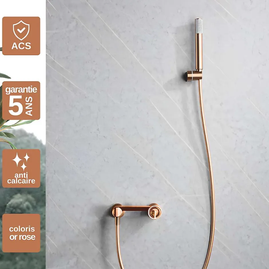 Imex Products Mitigeur de Douche anti-calcaire Or Rose Cuivré IMEX OLIMPO BDC033-5ORC* Robinet De Douche